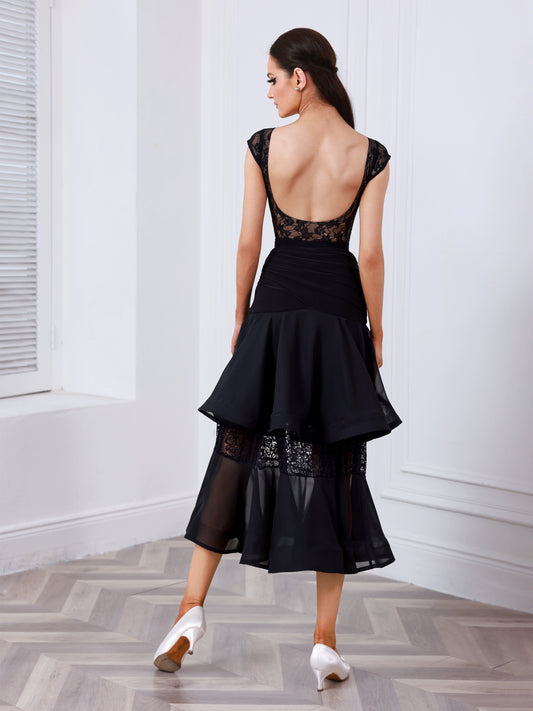 TID adult women's new split suit, premium ballroom dance practice suit, friendship skirt