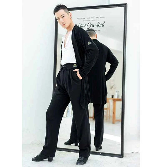 NY576 Dongxin dance suit, Latin dance men's dance waist cardigan, single-button line design elegant coat