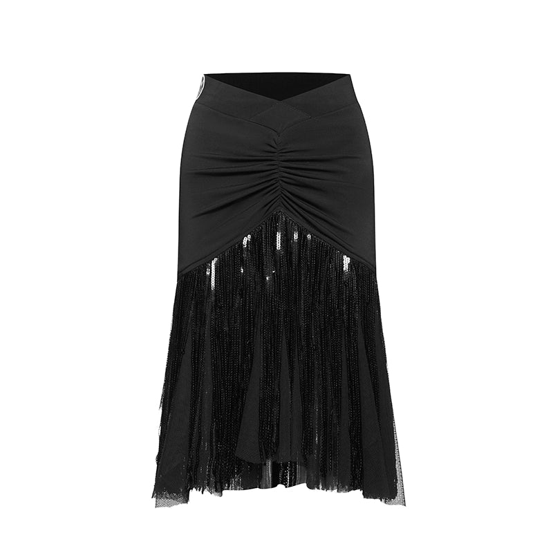 DUYQ "Black and White" women's 016 minimalist skirt national standard Latin dance practice performance uniform class uniform advanced