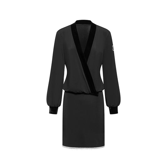 DUYQ "Black and White" Women's 001 Big V-Neck Versatile Loose Dress National Standard Latin Dance Women's Practice Suit