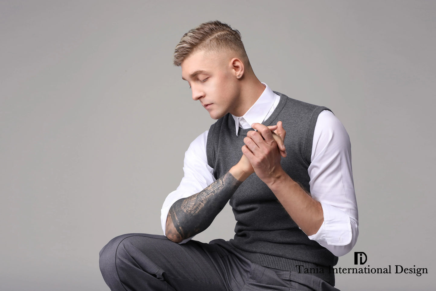 TID. M001 Men's Ballroom Top Wool Vest Professional National Standard Dance Practice Suit Knitted Top