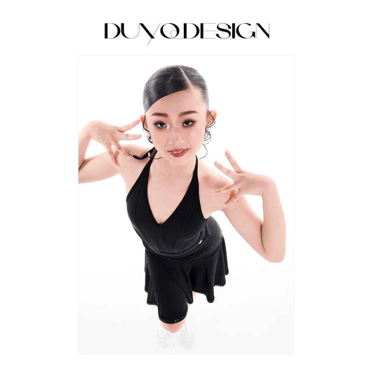 DUYQ children's style "Mountain Awakening Rain" 005 classic suspender top Latin dance girls practice clothes professional