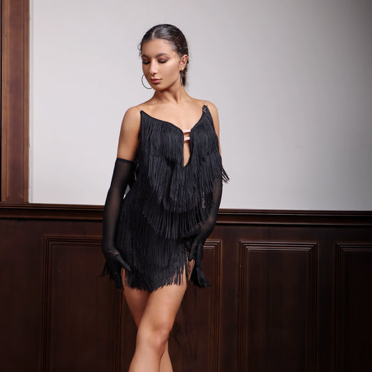 TID D010 brand Latin dance clothing, new fringed dress, showing thinness and temperament, high-end national standard dance practice clothes