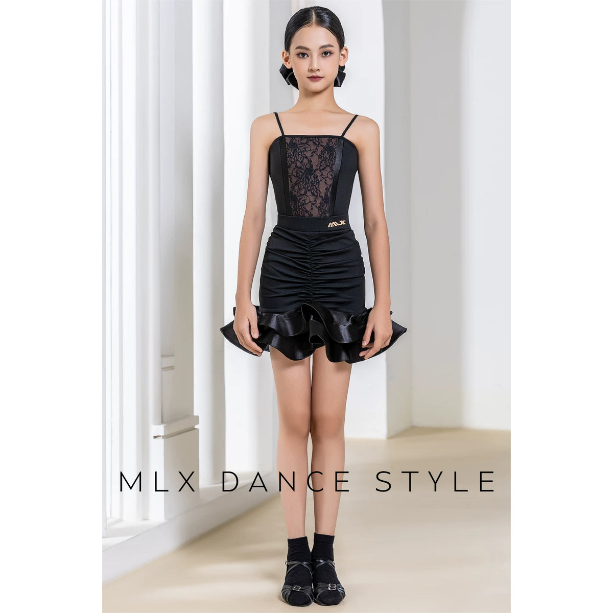 MLX Children's New Latin Dance Suit Big Skirt High-end Children's Dance Performance Practice Suit #154