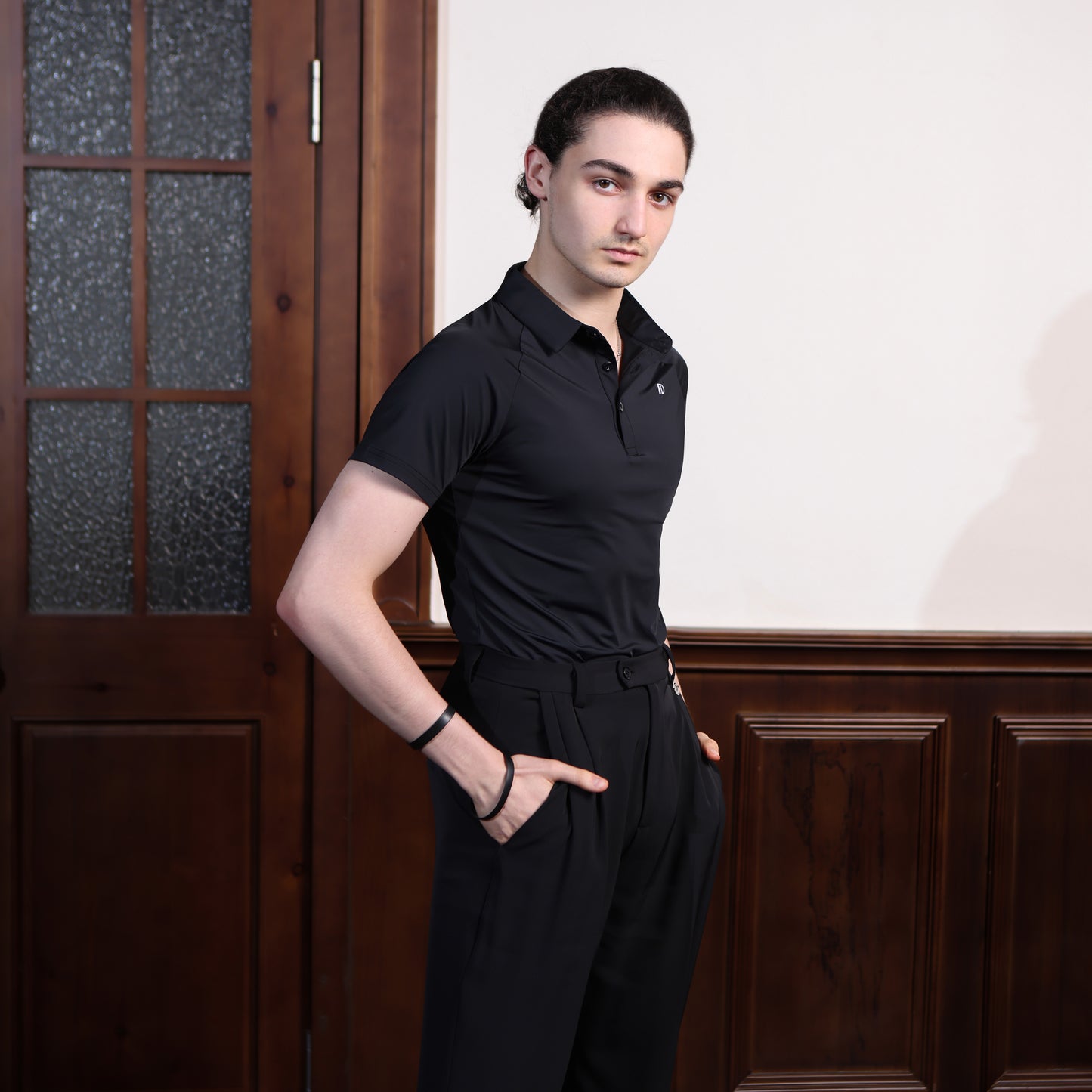 TID-A008 brand men's modern dance clothes spring and summer short-sleeved tops POLO shirts high-end ballroom dance Latin dance practice clothes