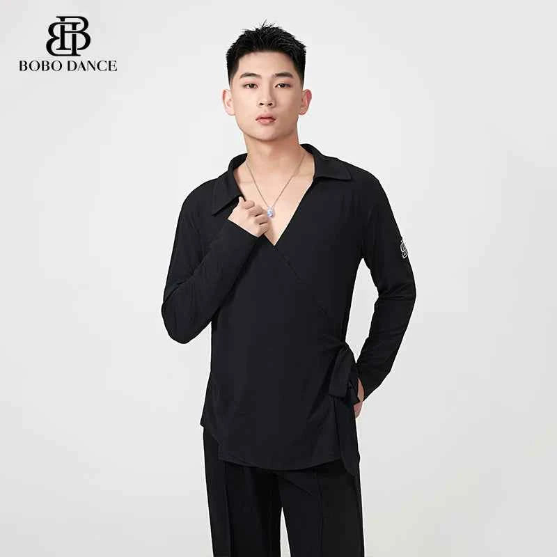 BOBO-DANCE.L087 Latin Dance Suit Men's Long Sleeve Top Practice Suit Loose Couple Shirt Premium Shirt Professional Art School Student