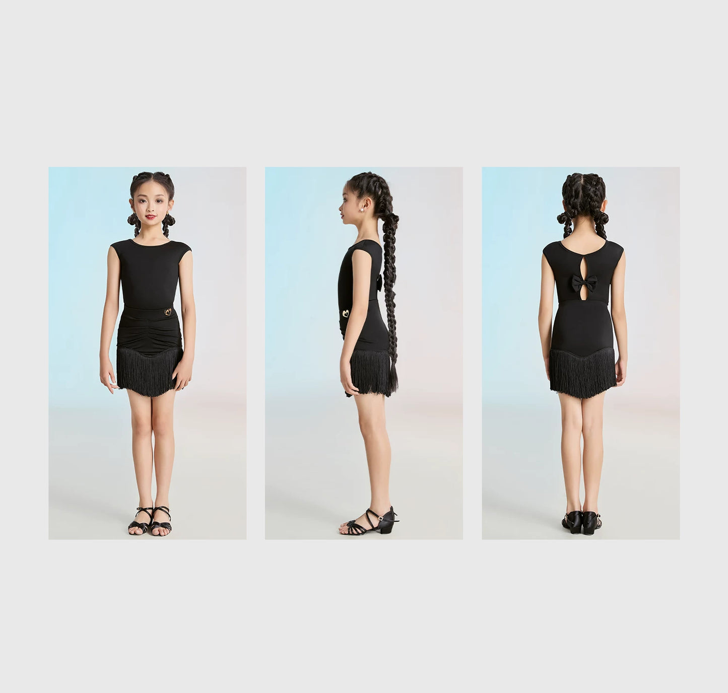 MLX children's new Latin dance costumes, high-end children's dance fringed skirt practice performance suit