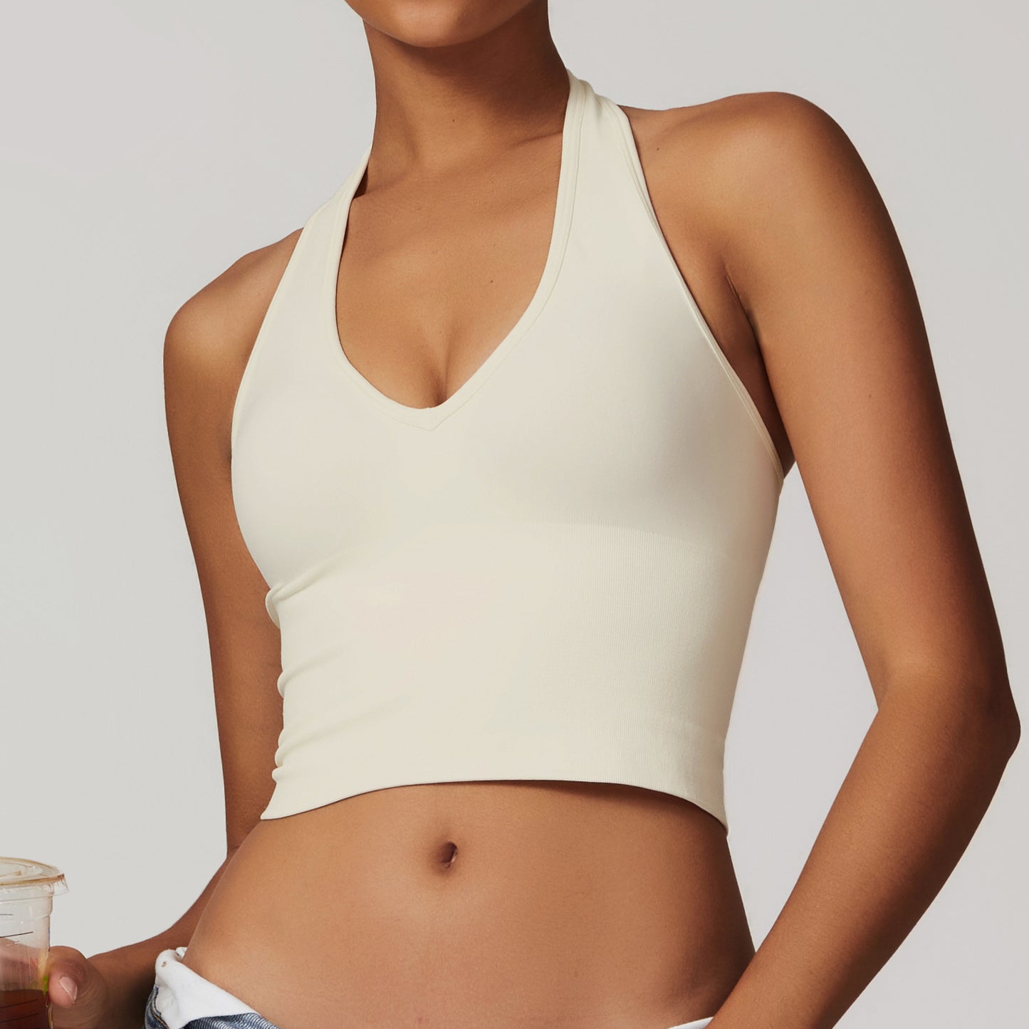 ZC. DWX7725 Breathable Neck Back Yoga Bra Seamless Sports Underwear Women's Summer Shockproof Fitness Top