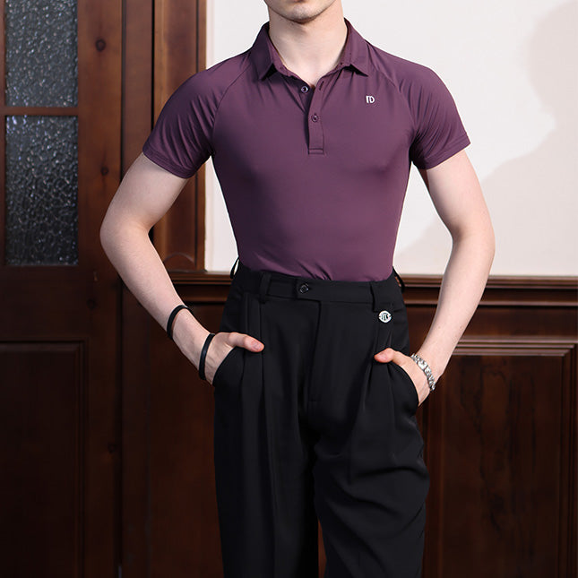TID-A008 brand men's modern dance clothes spring and summer short-sleeved tops POLO shirts high-end ballroom dance Latin dance practice clothes