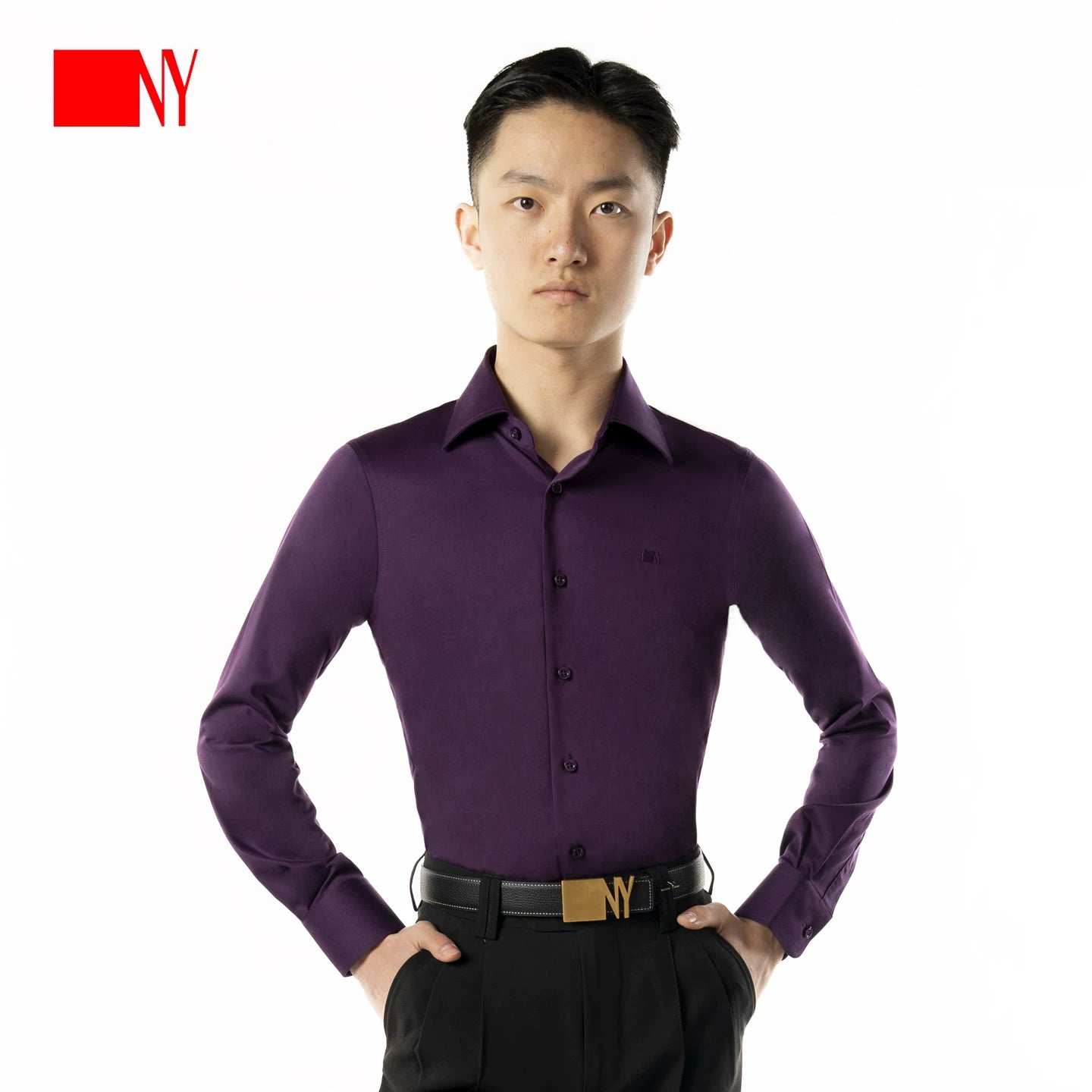 NY Dance Top Men's Long Sleeve Shirt Dance Suit National Ball Dance Adult Practice Dance Suit Men's 23110S