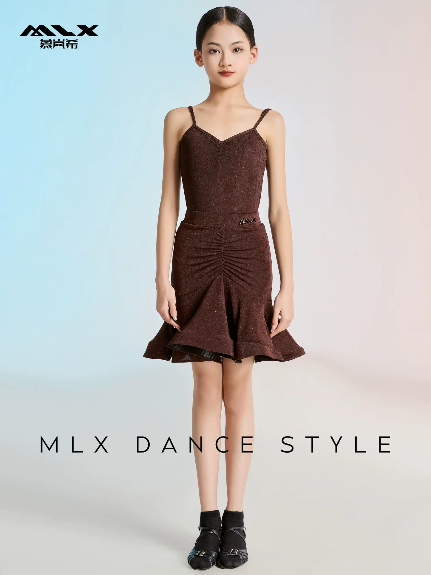 MLX Gold Label 115+201 Summer Children's Latin Dance Practice Costume Suspender Skirt Dance Training Performance Uniform
