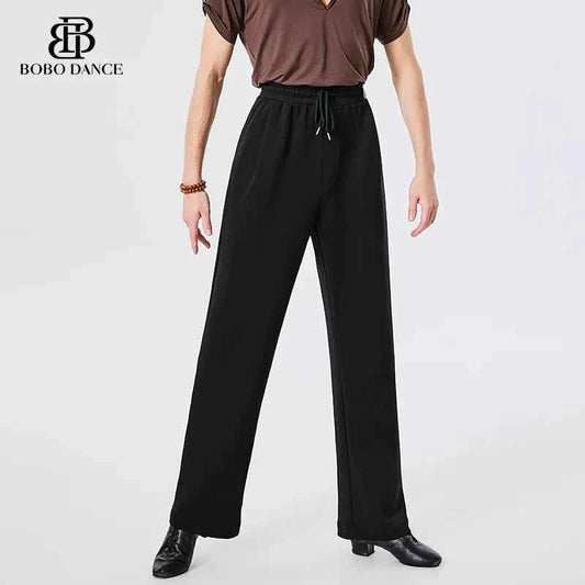 BOBO Men's National Standard Latin Dance Pants Modern Dance Pants Trousers Belt Design High Waist Latin Dance National Standard Practice Pants