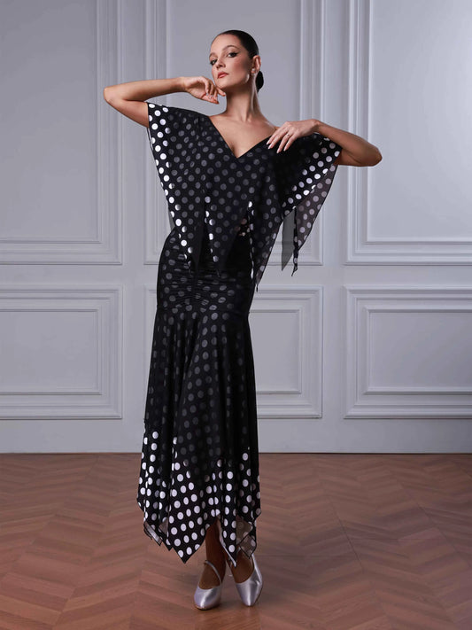 TID.V neck slim waltz skirt daily ballroom dance practice costume B083/S052