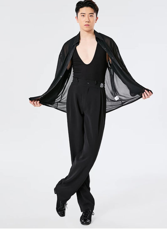 BOBO. L154 Men's Latin Dance Suit High-end Professional Practice Suit Adult Personality Performance Top Shirt Dance Suit