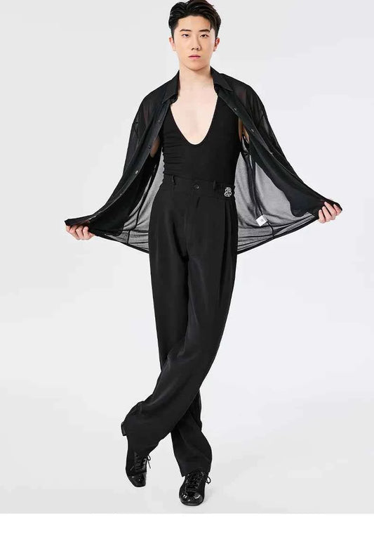BOBO. L154 Men's Latin Dance Suit High-end Professional Practice Suit Adult Personality Performance Top Shirt Dance Suit