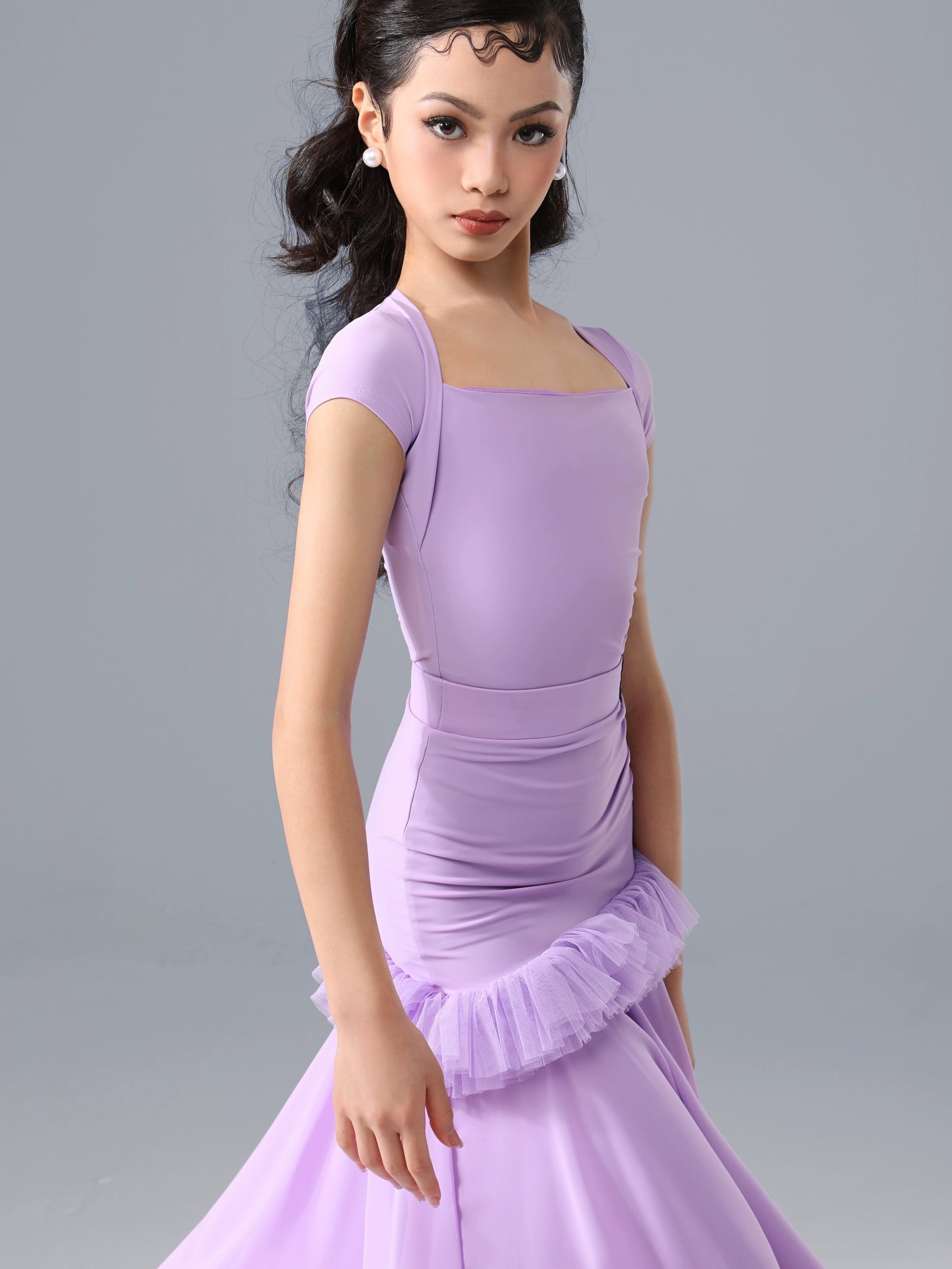 TID.0399 Children's Short Sleeve Children's Ballroom Dance Suit Girls