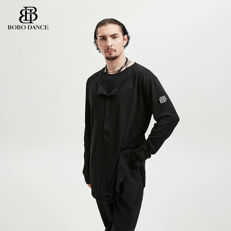 BOBO Boys Latin Dance Suit T-Shirt Men's Ballroom Dance Professional Training Latin Practice Suit Dance Top