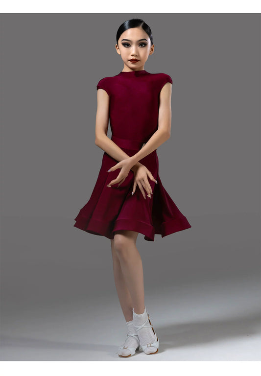 MLX.8988 burgundy children's new Latin dance children's competition clothes big skirt dance performance clothes
