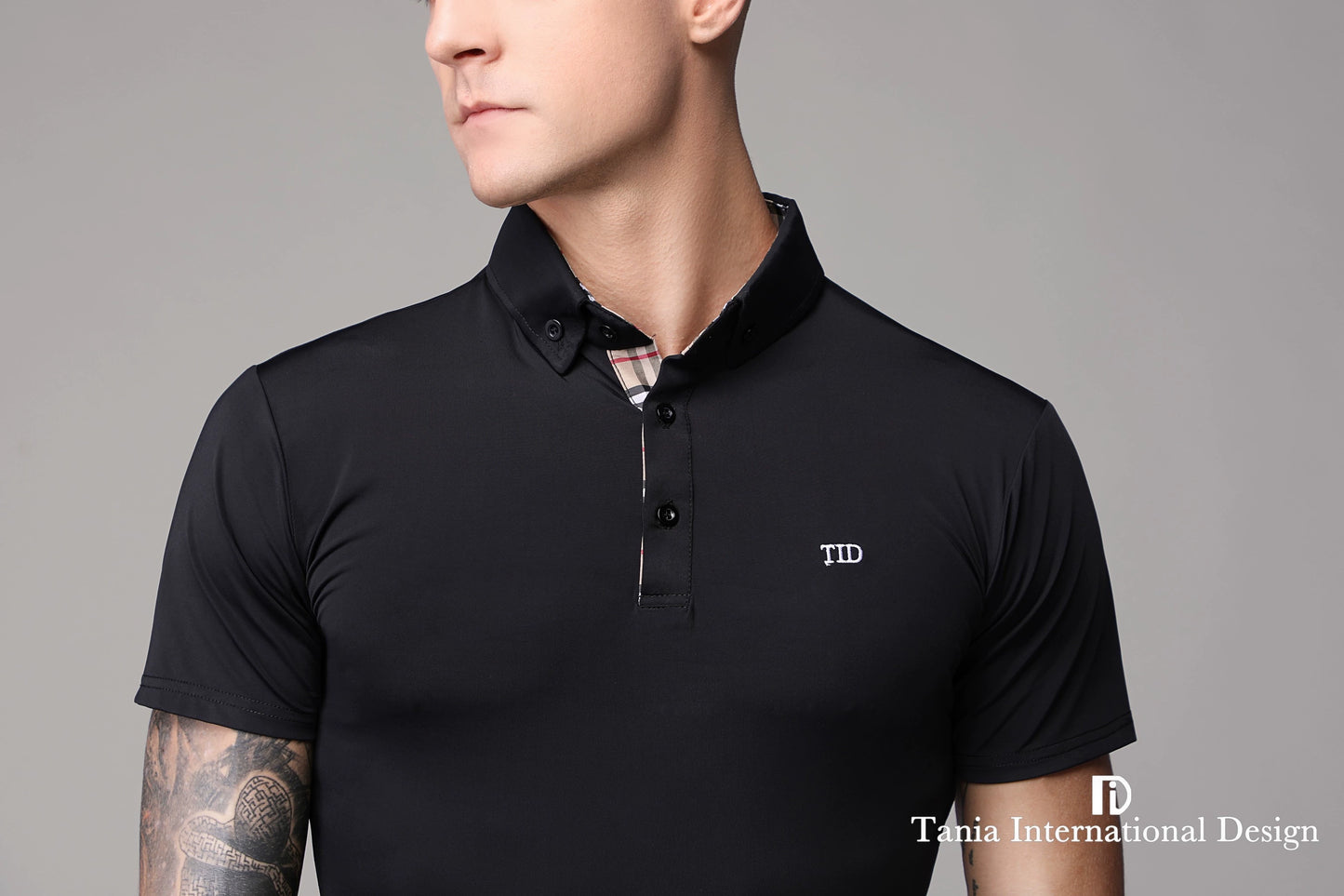 TID. A002 men's Ballroom top short-sleeved Latin ballroom dance adult dance practice clothes spring and summer lapel polo shirt