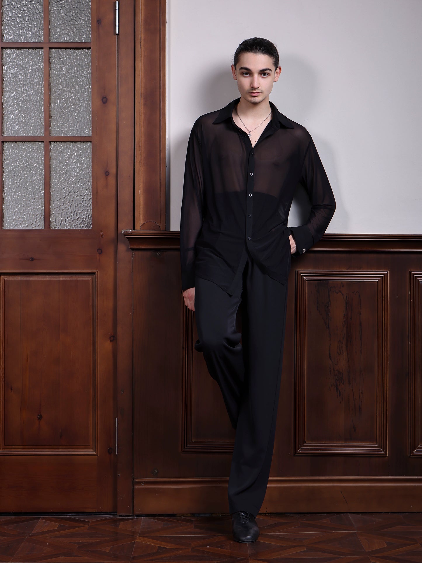 TID-A012 new mesh shirt high-end temperament practice clothes national standard dance clothes
