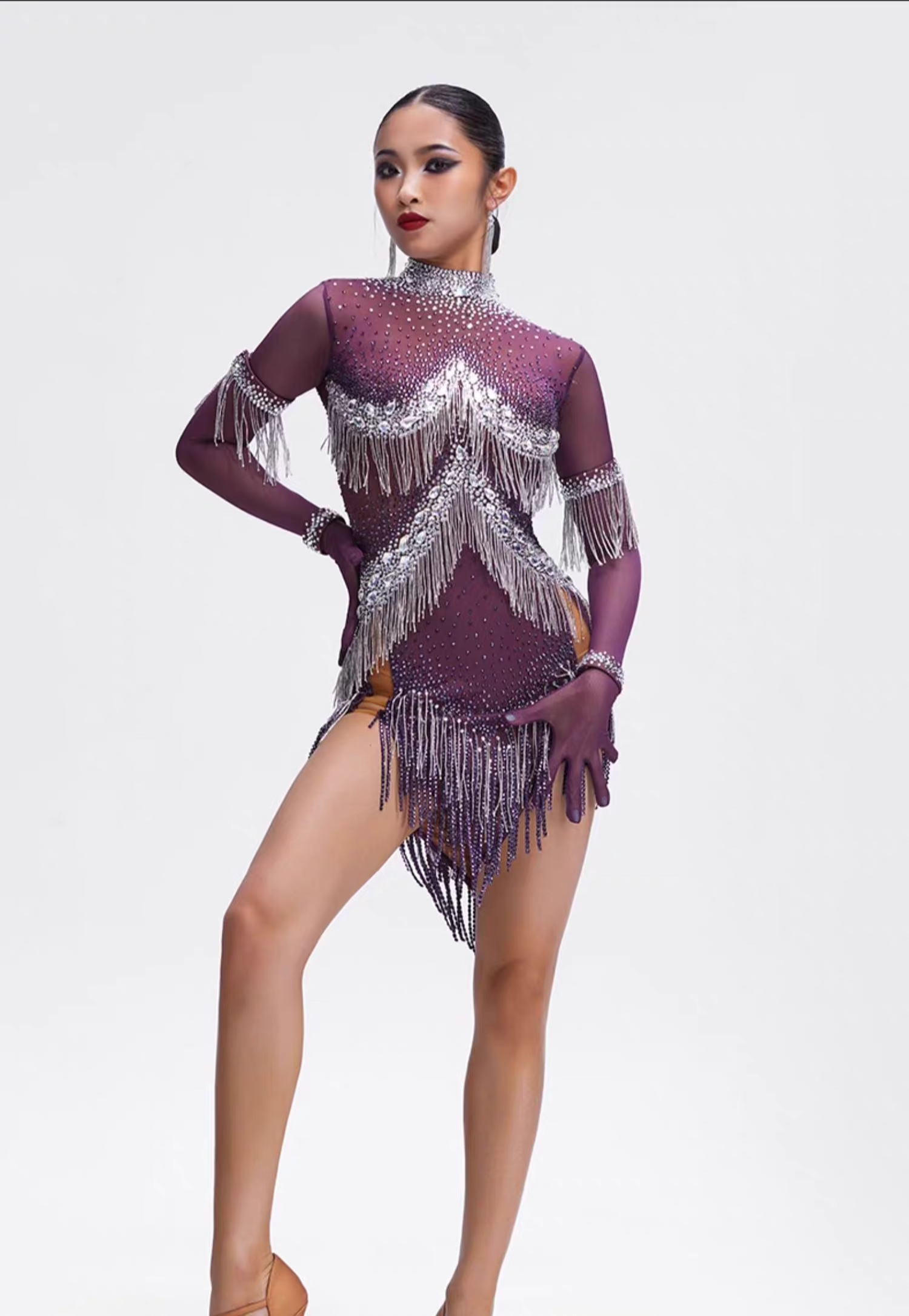 purple latin dance dress Lilac Latin Rhythm Dance Sport Dress LAT- 1113