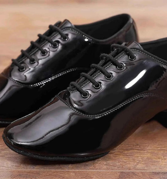 DRH-302 Men's Leather Ballroom Dance Shoes Low Heel Soft Sole Social Dance Waltz Dance