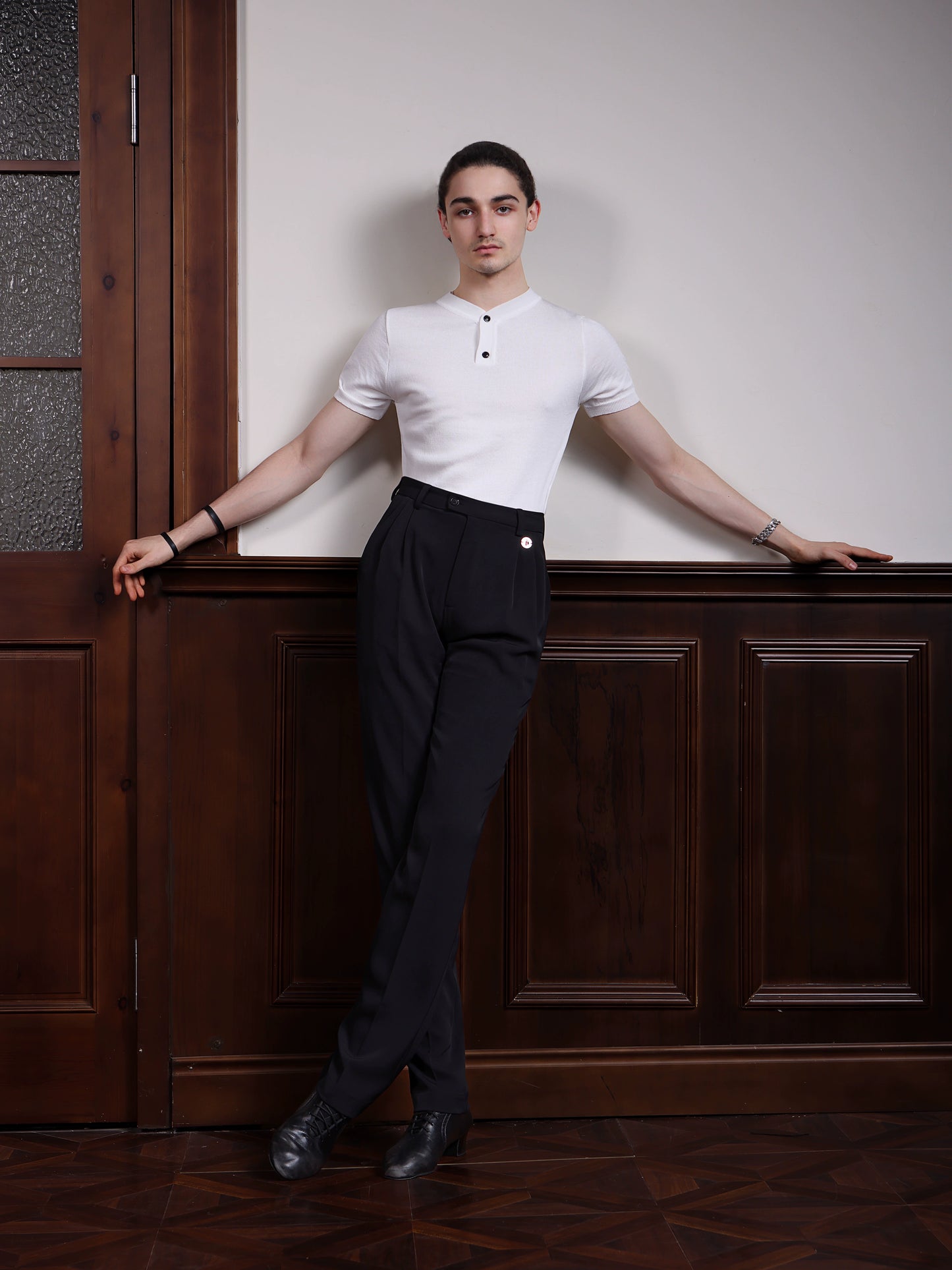 TID-A010 2025 spring and summer new small V-neck short-sleeved top high-end Latin dance practice clothes