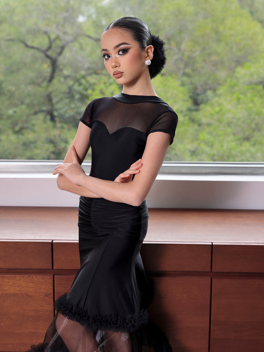 TID.CM2418 new ballroom dance skirt girls waltz national standard performance clothes children's ballroom dance practice swing skirt