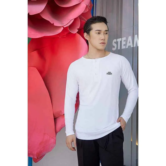 Dongxin dance suit, Latin dance tiansi top, men's hem slit waist design sense professional practice suit NY677
