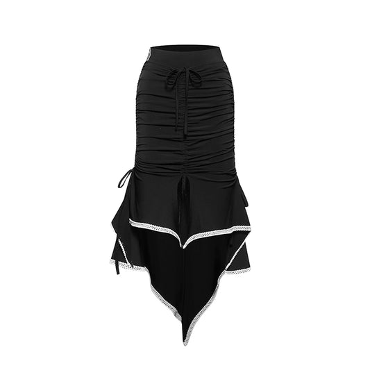 DUYQ "Black and White" women's 004 hip-wrapped drawstring skirt adult national standard Latin dance practice performance suit