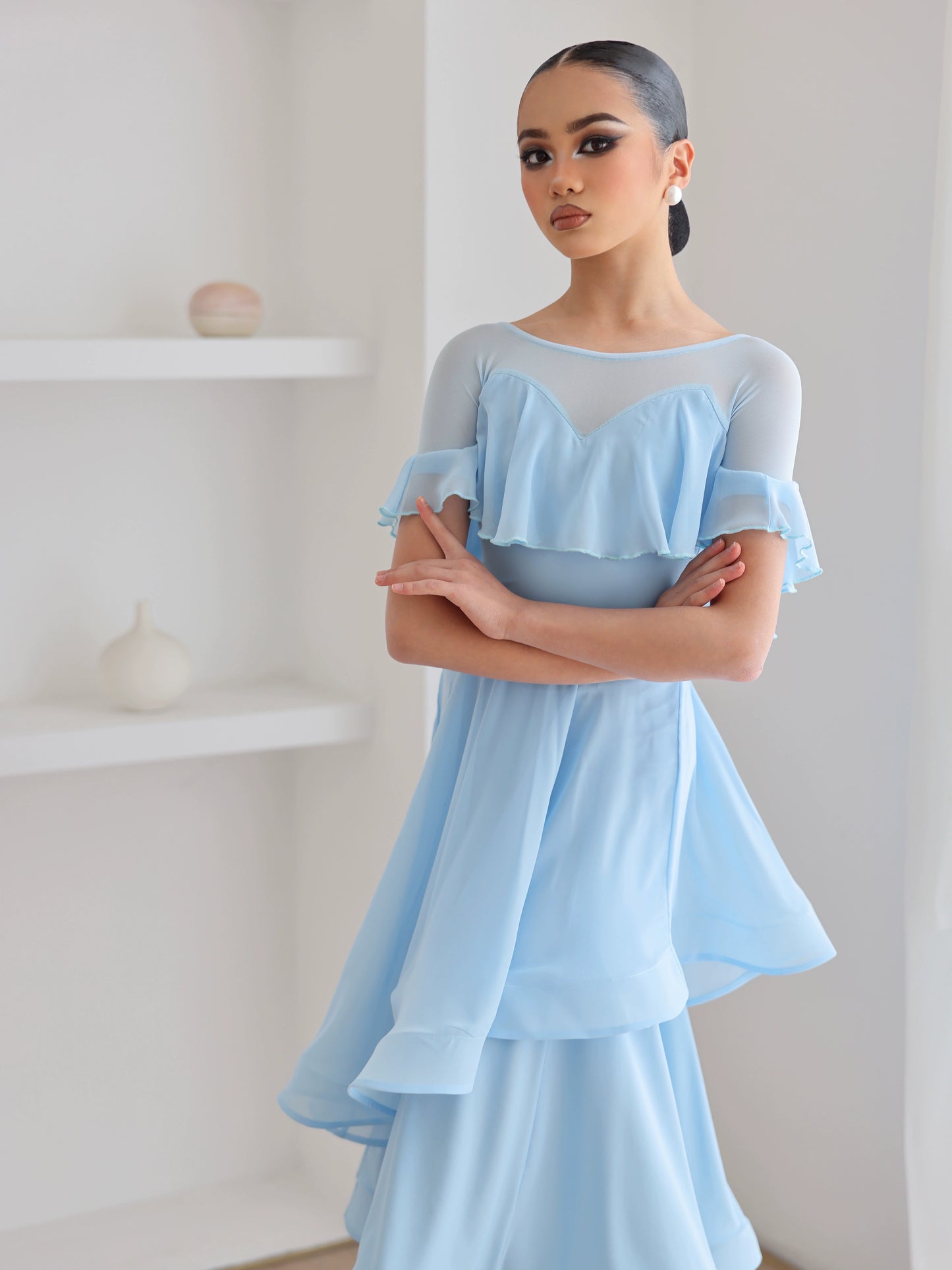 TID.CM2413 Ballroom dance suit girls new waltz swing skirt children's social ballroom dance performance suit
