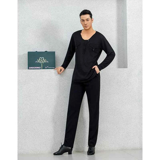 Dongxin dance suit Latin dance Tencel long-sleeved top New Chinese design practice suit NY829