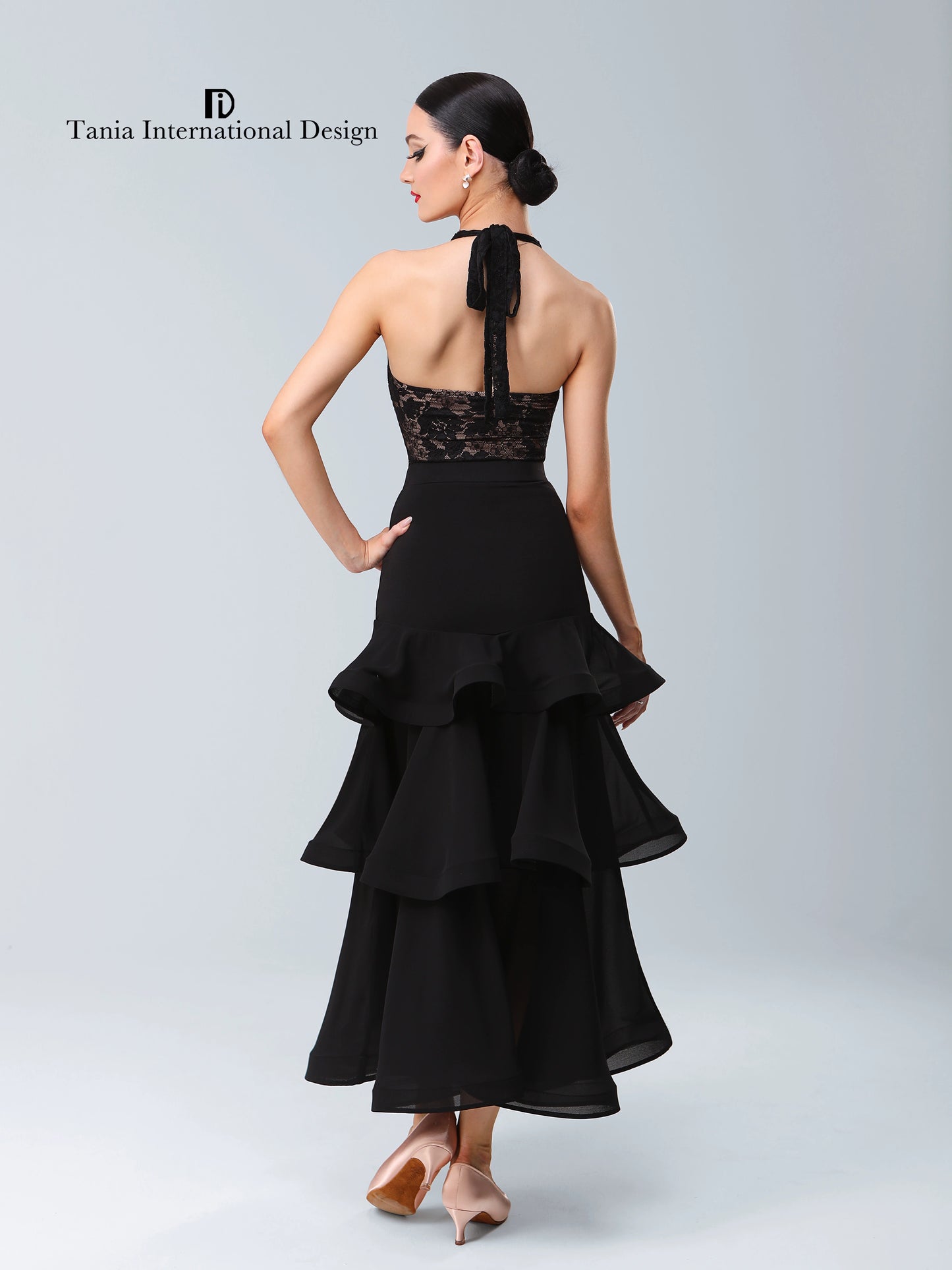 TID new ballroom dance skirt lace V-neck Latin top women's split 2-piece set national standard dance clothes