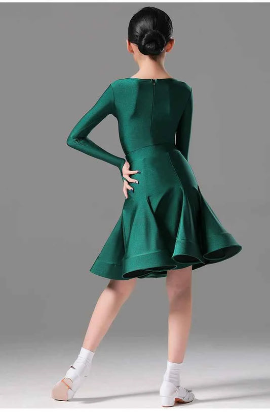 MLX Children's Professional Dance Competition Clothing Latin Dance Girls' Grading Regulations Clothing Large Skirt Competition Clothing