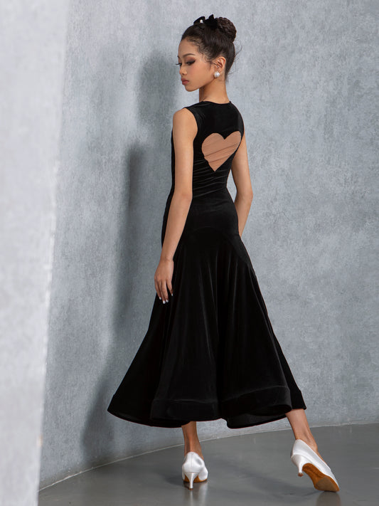 TID children's national ballroom dance suit girls' new thin velvet fishbone hemming dress friendship waltz dance dress