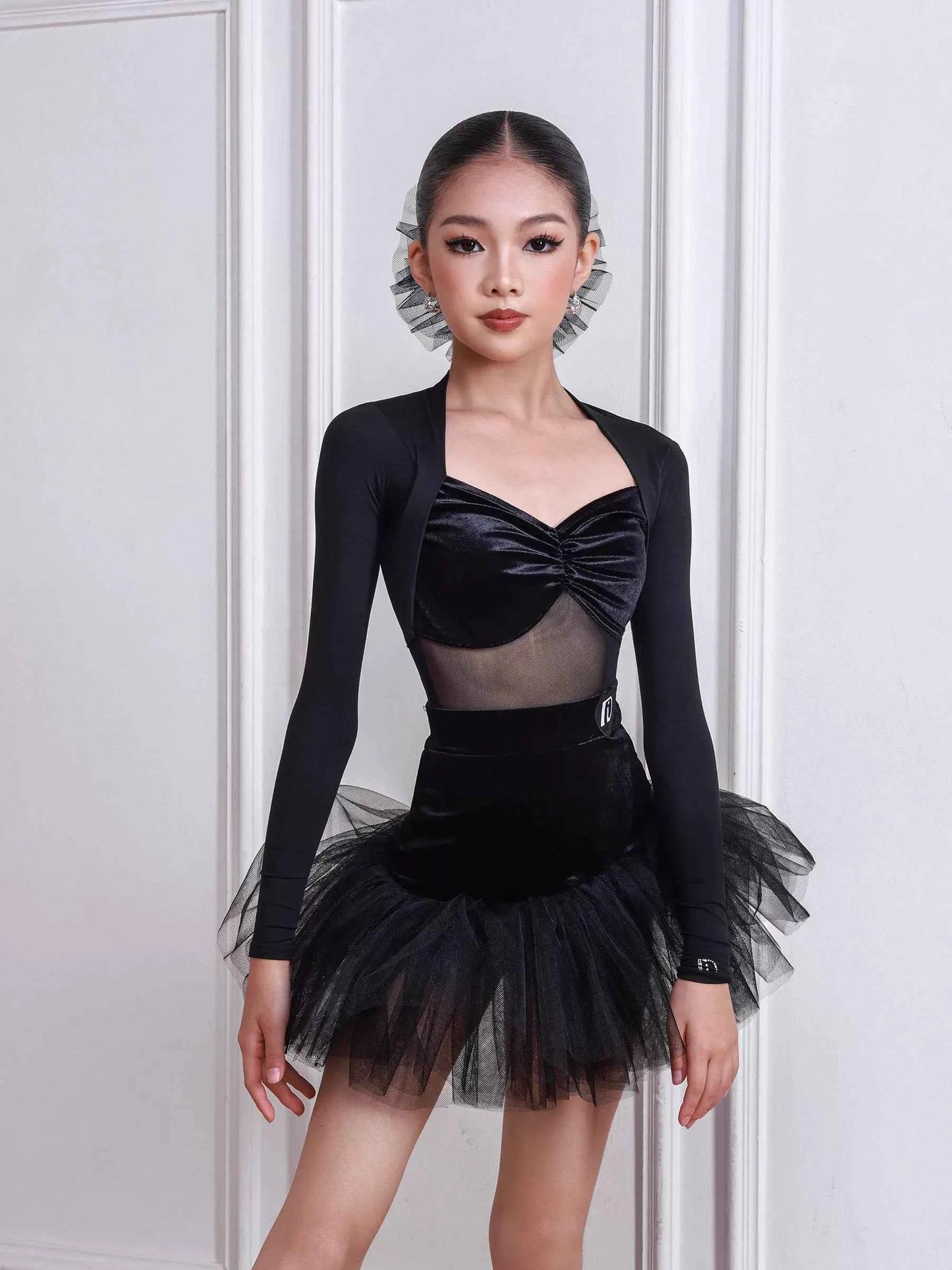 TID brand Latin dance clothes girls autumn and winter long-sleeved practice clothes high-end velvet suit Latin performance clothes