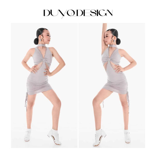 DUYQ children's style "Mountain Awakening Spring" 011 original hollow dress Latin dance girls practice clothes