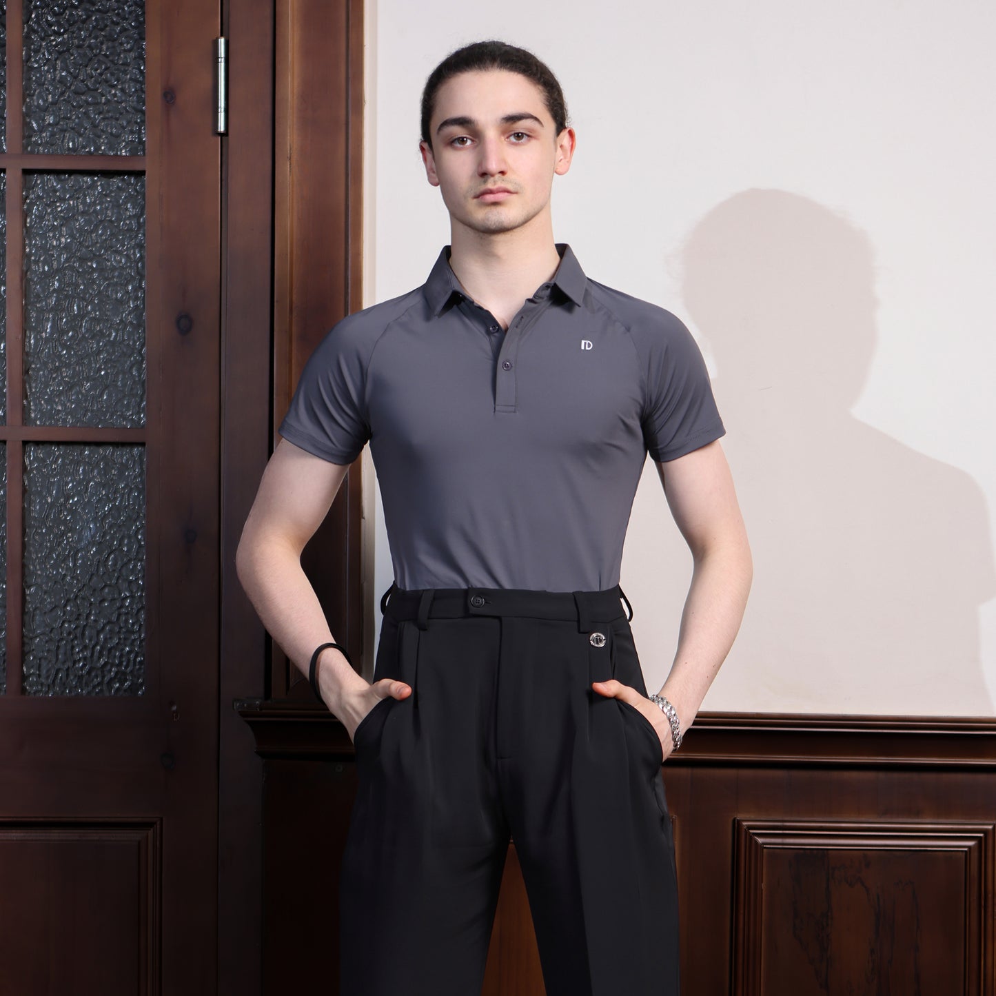 TID-A008 brand men's modern dance clothes spring and summer short-sleeved tops POLO shirts high-end ballroom dance Latin dance practice clothes