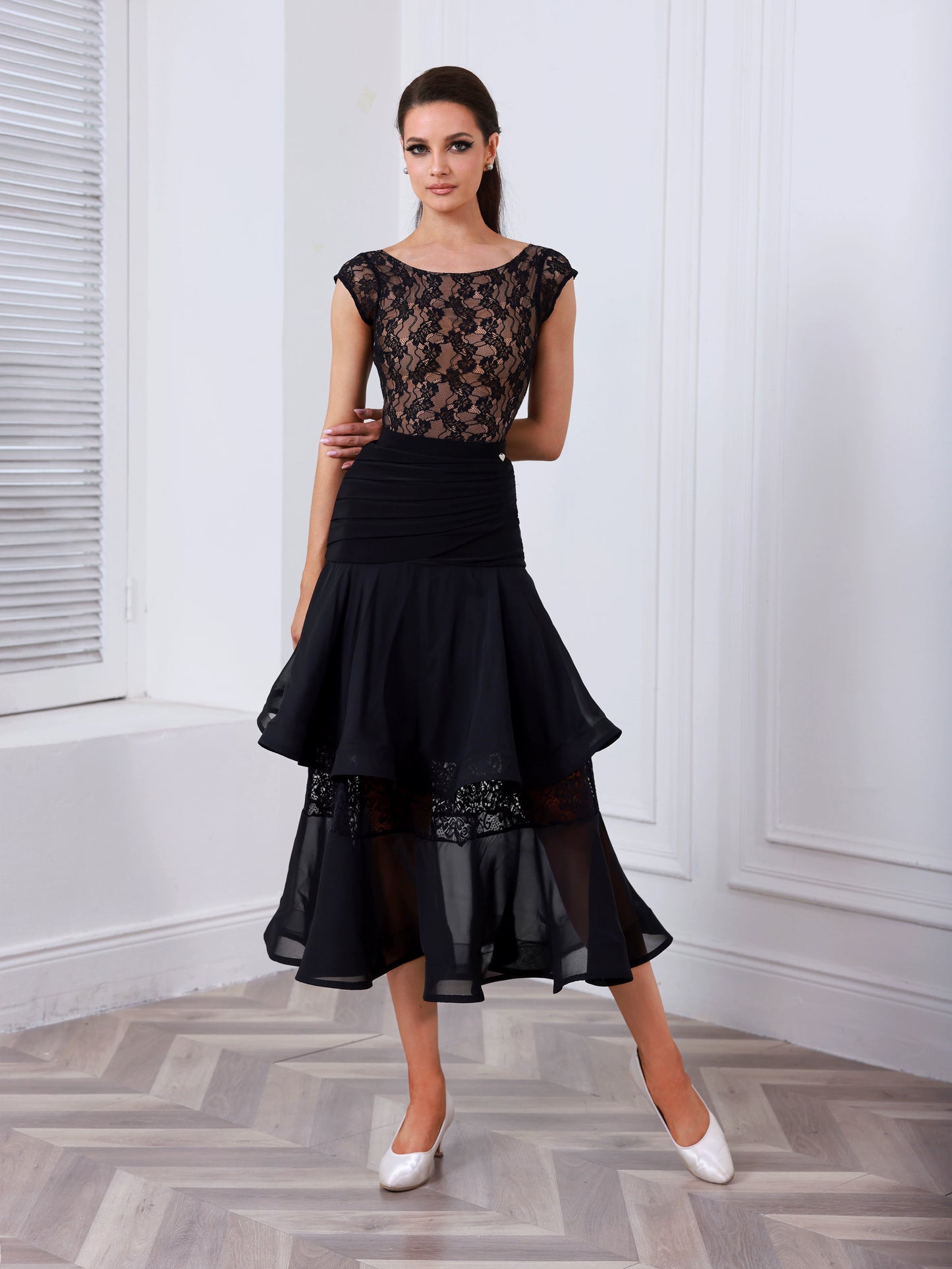TID adult women's new split suit, premium ballroom dance practice suit, friendship skirt