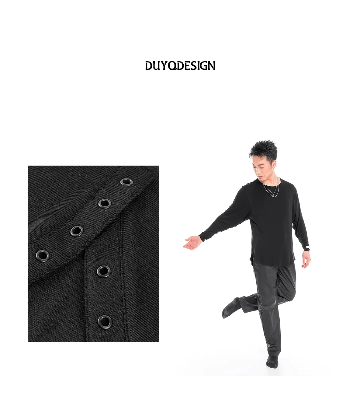 DUYQ "Men's Series" 002 Basic Crew Neck Long Sleeve Practice Clothing National Standard Men's Latin Dance Professional