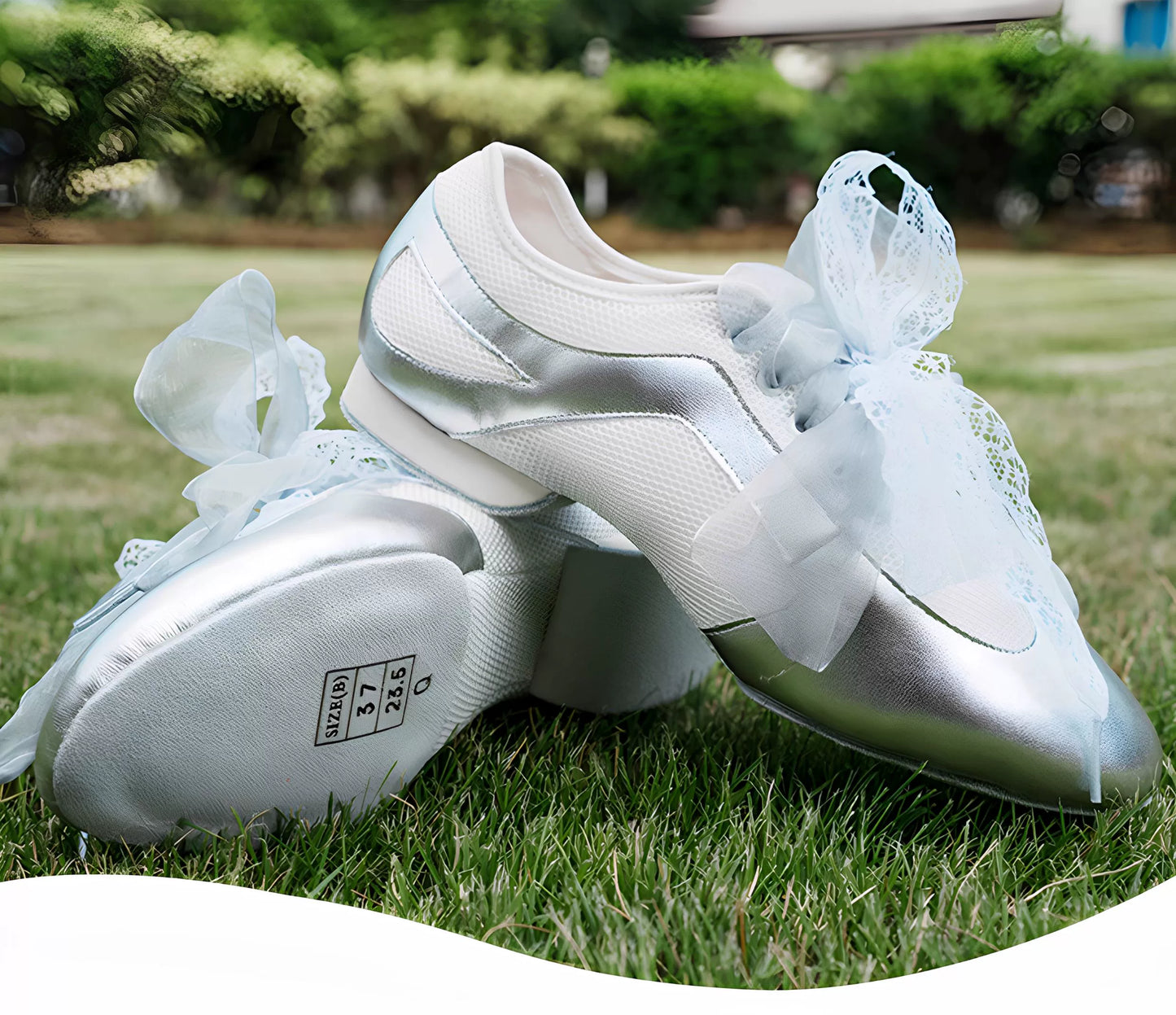 DRH DANCE-101.Ballet Silver Teacher Shoes, Latin Modern Practice Shoes Women's Adult Dance Shoes Summer Mesh