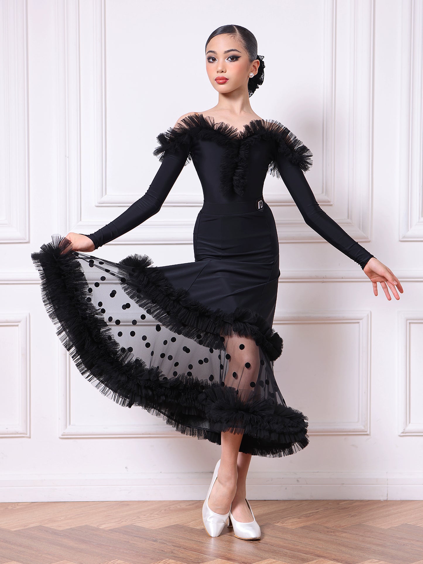 TID.Ballroom Latin dance skirt new lace one-piece top waltz ballroom dance performance clothes practice clothes