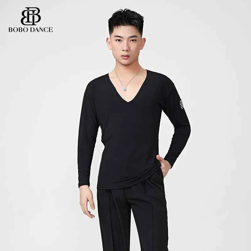 BOBO-DANCE.L040 Boys Latin Dance Clothing High-end New Professional Practice Clothing Men's Adult Loose Autumn and Winter Long Sleeve Top