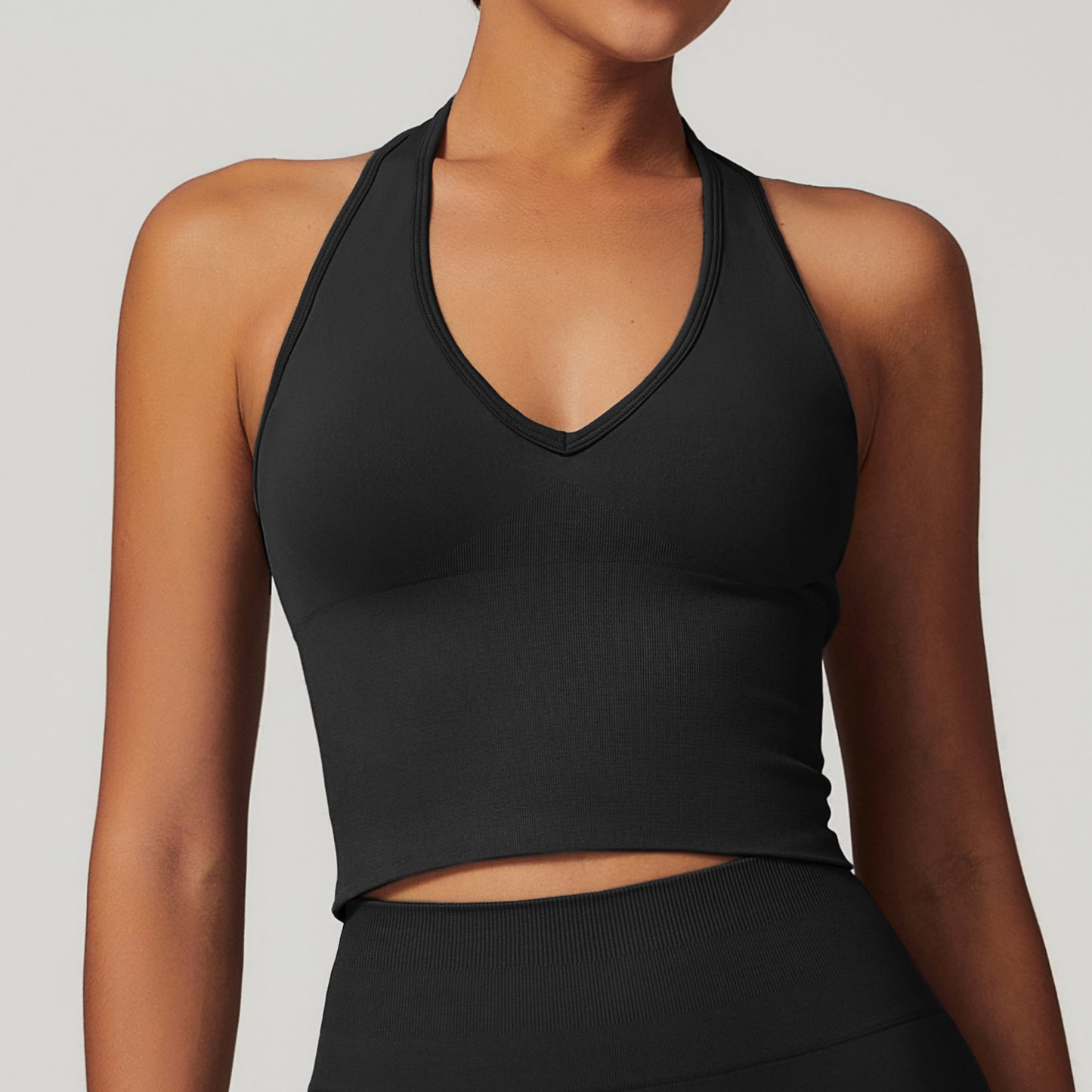 ZC. DWX7725 Breathable Neck Back Yoga Bra Seamless Sports Underwear Women's Summer Shockproof Fitness Top
