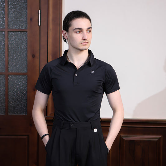 TID-A008 brand men's modern dance clothes spring and summer short-sleeved tops POLO shirts high-end ballroom dance Latin dance practice clothes
