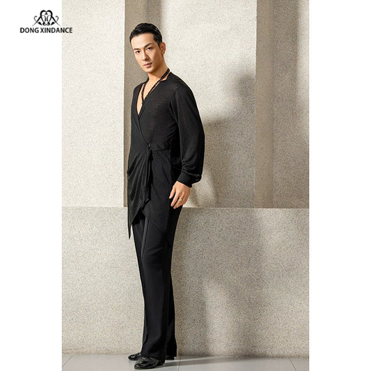 Dongxin dance suit Latin dance overlapping collar men's top, practice suit training suit NY850