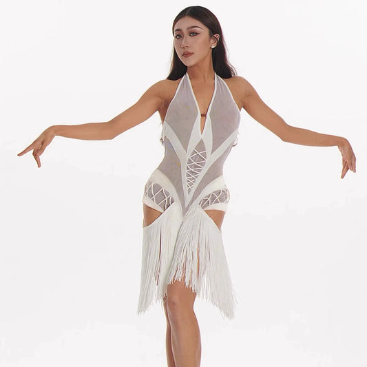 VERNAxBANGGIRL neck fringed dress VABGY015