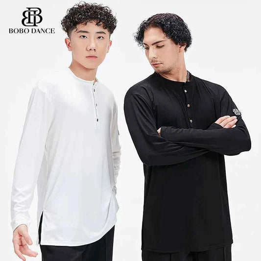 BOBO Boys Latin Dance Suit T-Shirt Men's Ballroom Dance Professional Training Latin Practice Suit Dance Top