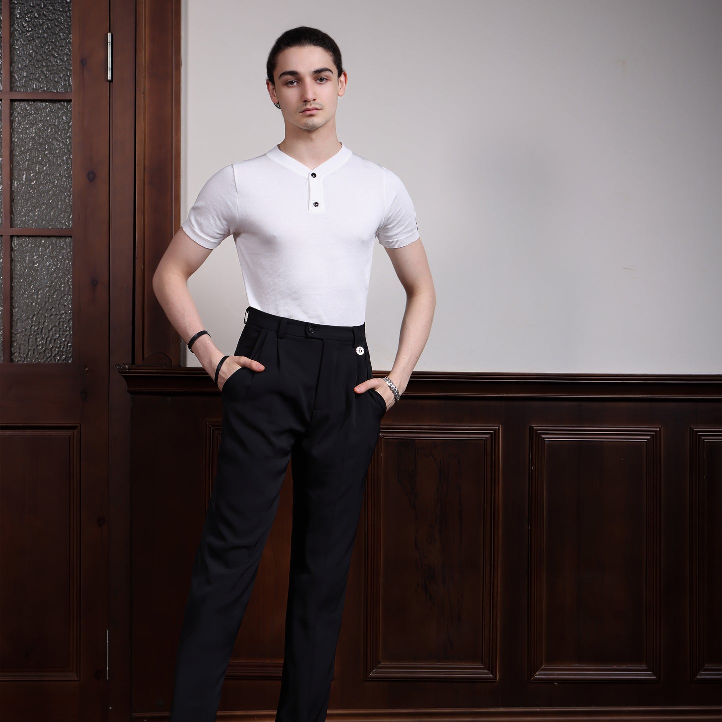 TID-A010 2025 spring and summer new small V-neck short-sleeved top high-end Latin dance practice clothes