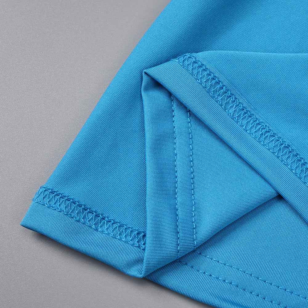 Z0019 Blue High Waist Slim Dress